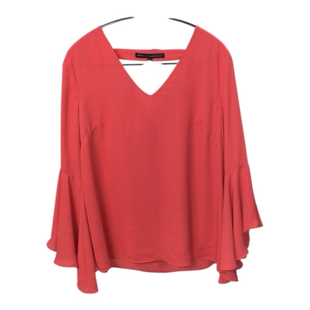 White House Black Market Salmon Flutter Sleeve Blouse size 6